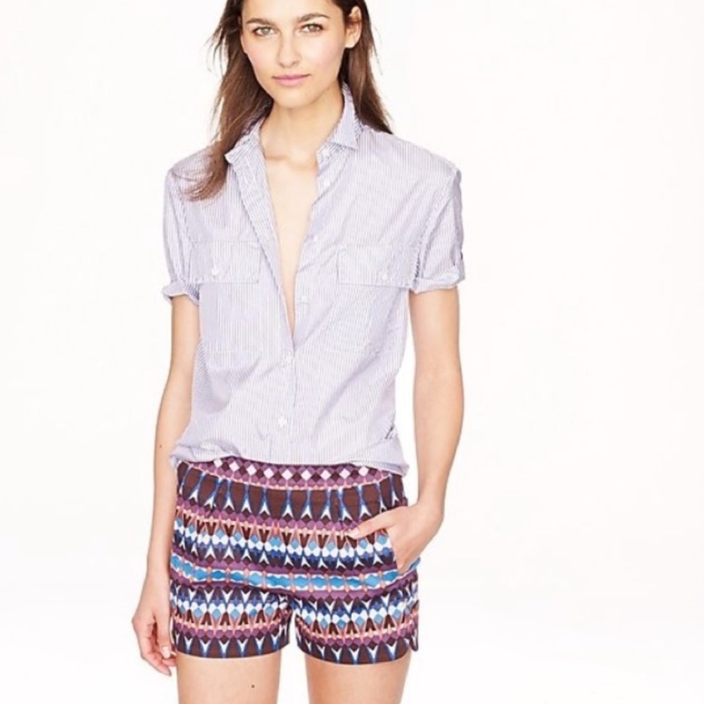 J. Crew Purple Twill Aztec Shorts
